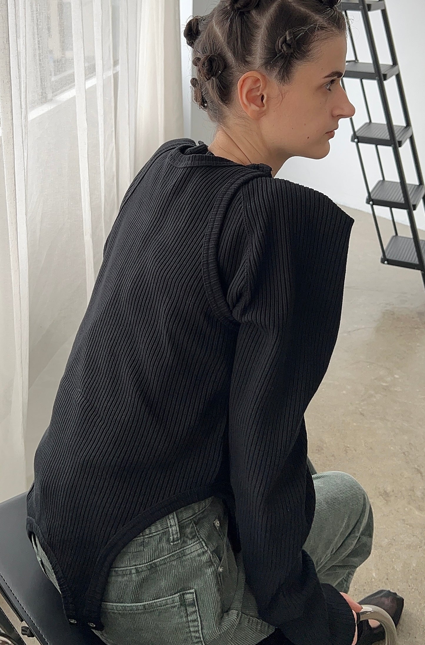 SWITCHING RIB LONG SLEEVE TOPS