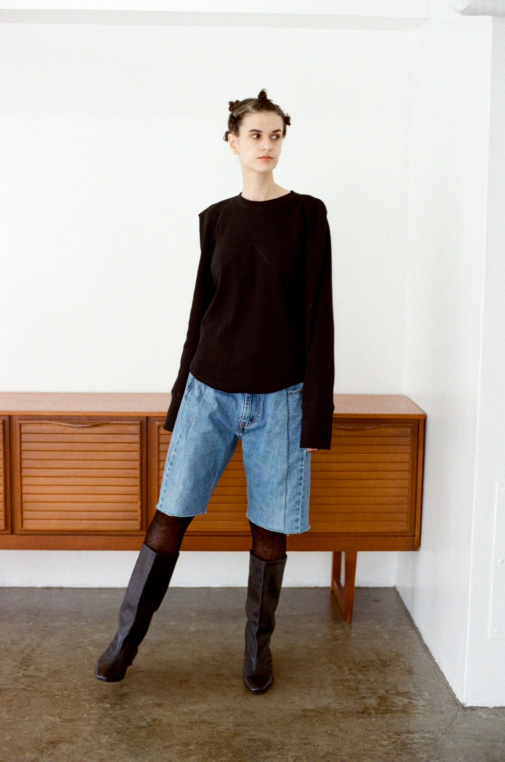 SWITCHING RIB LONG SLEEVE TOPS
