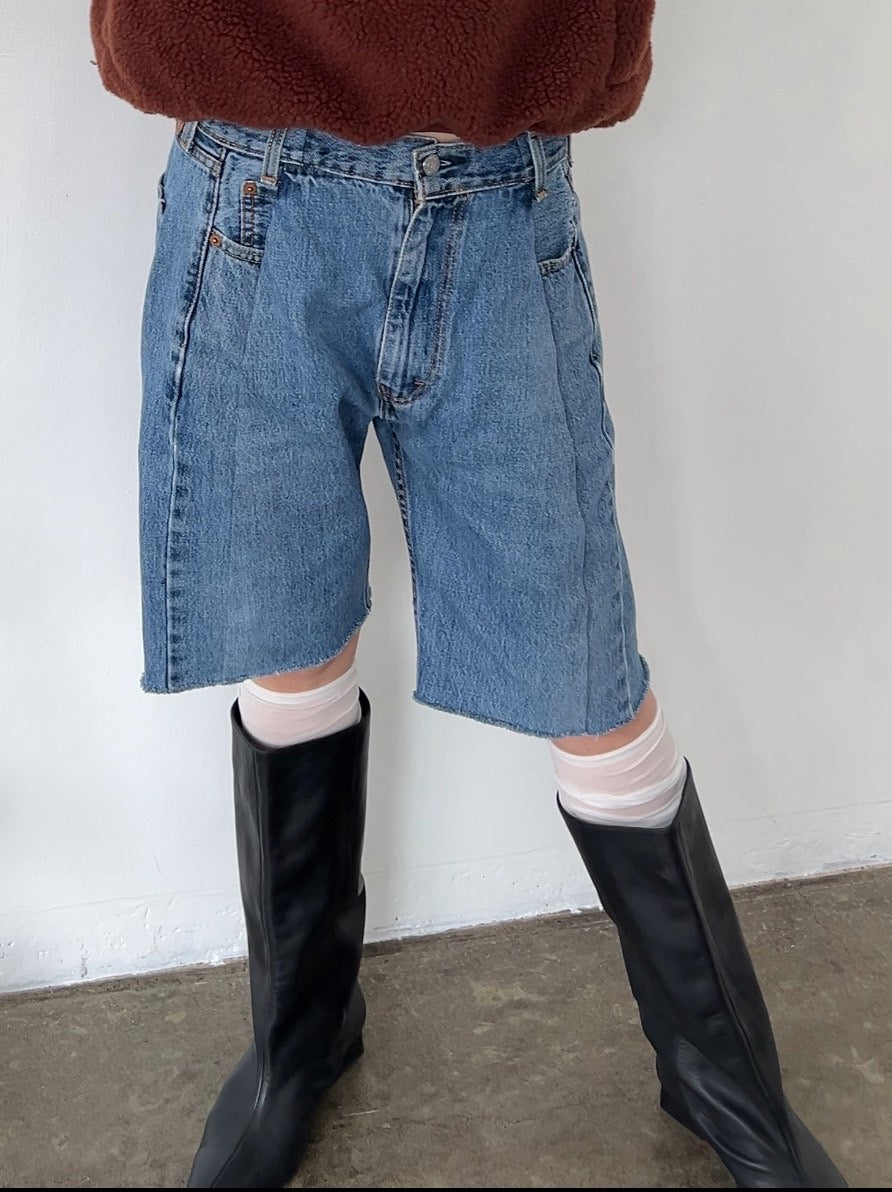 SWITCHING HALF DENIM ‐BLUM3