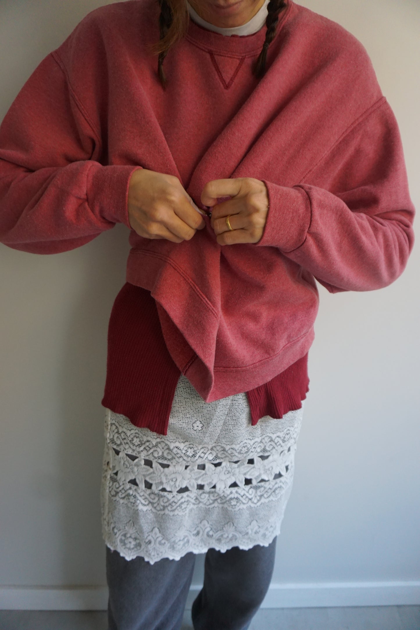 SNAP BUTTON BLEACH SWEAT-1