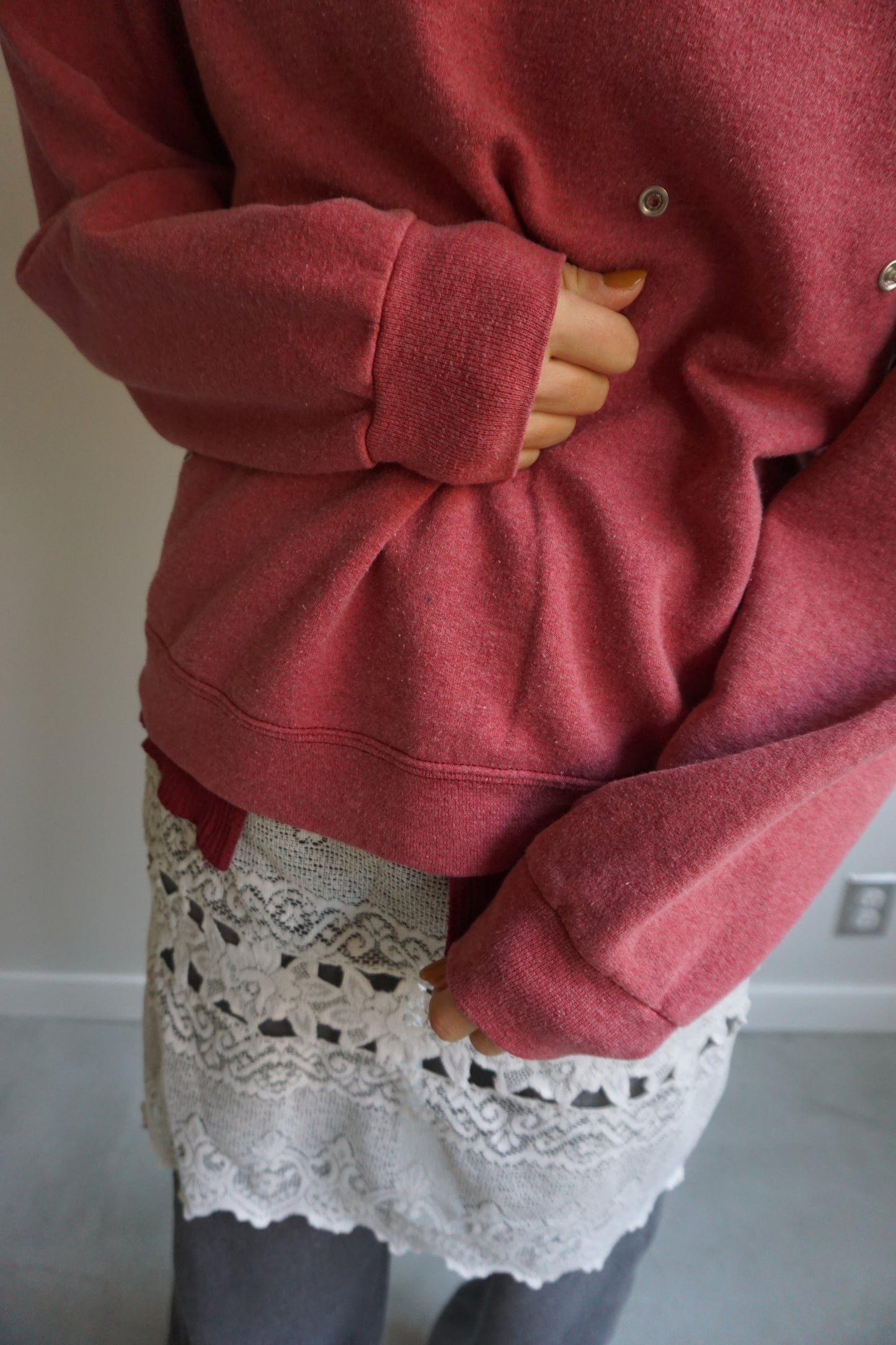 SNAP BUTTON BLEACH SWEAT-1