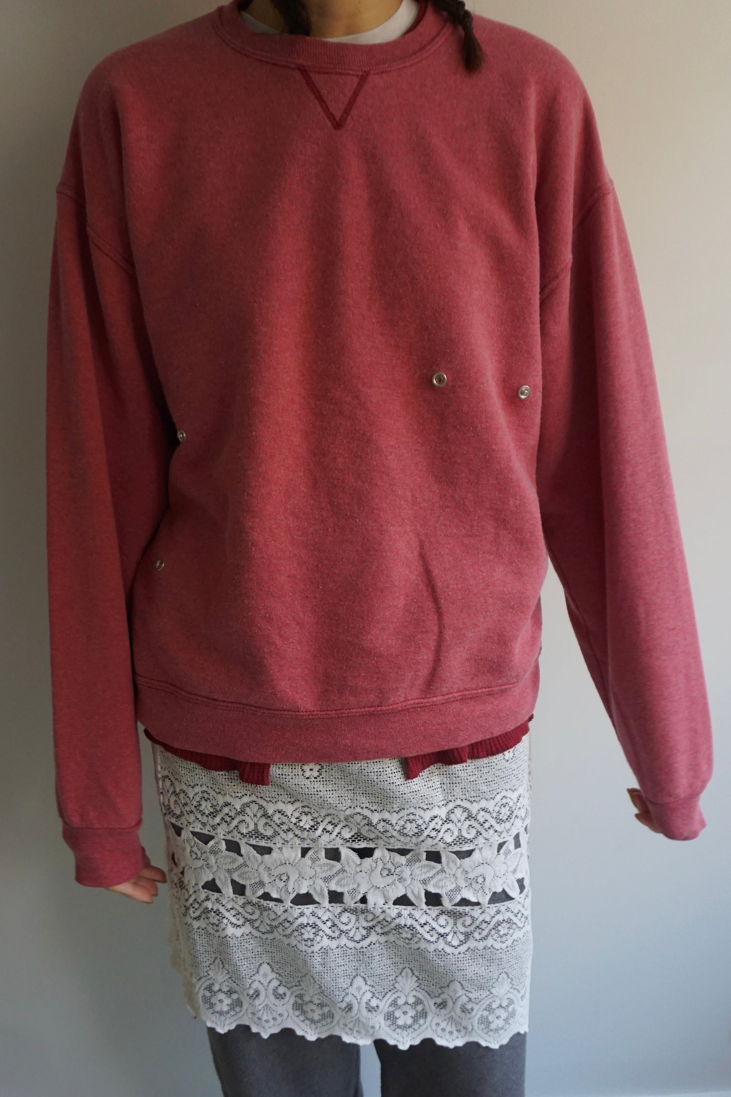 SNAP BUTTON BLEACH SWEAT-1