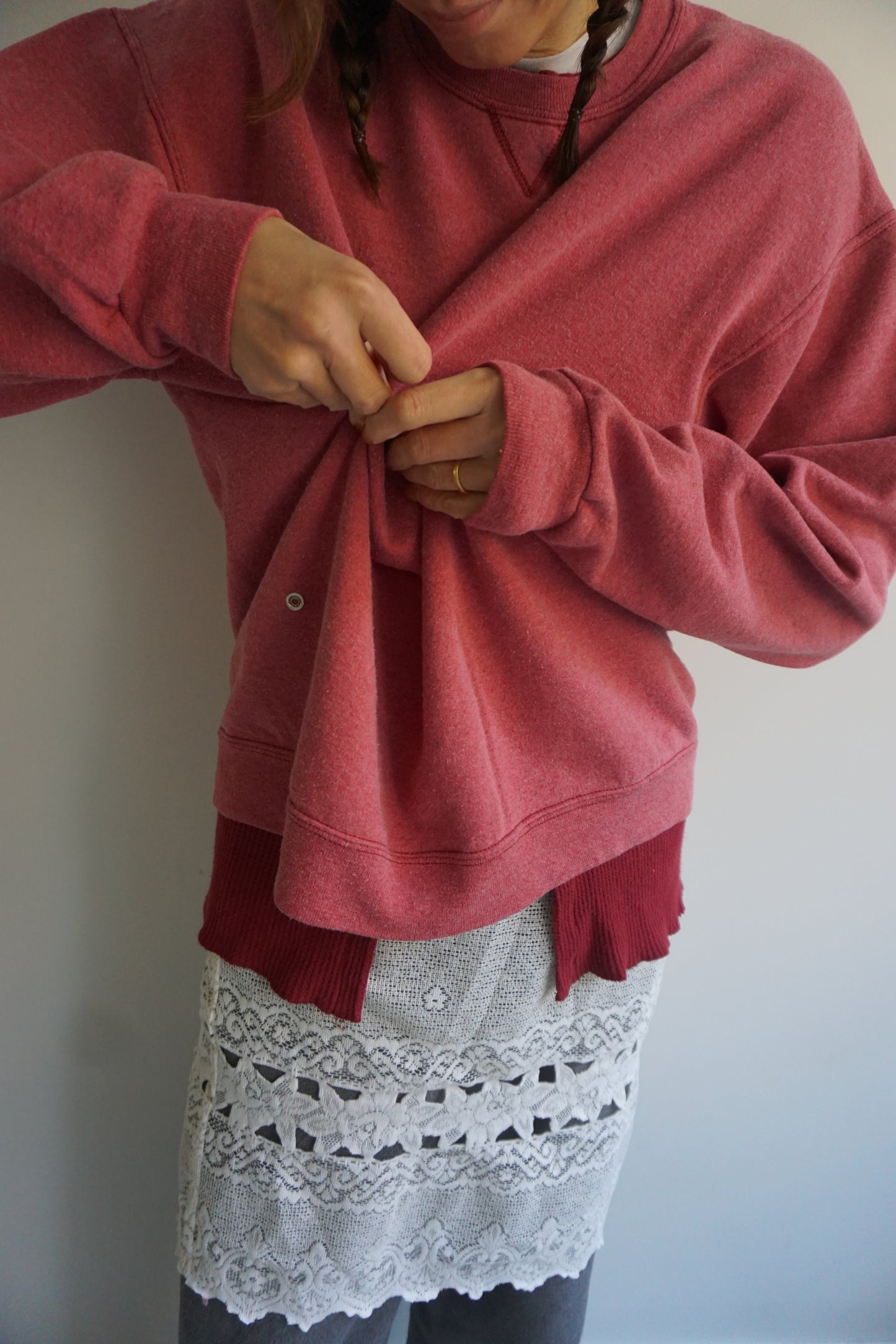 SNAP BUTTON BLEACH SWEAT-1