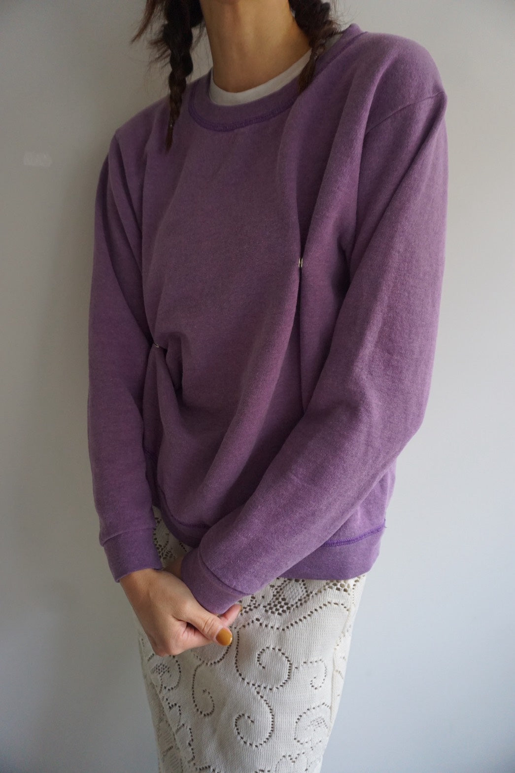 SNAP BUTTON BLEACH SWEAT-4