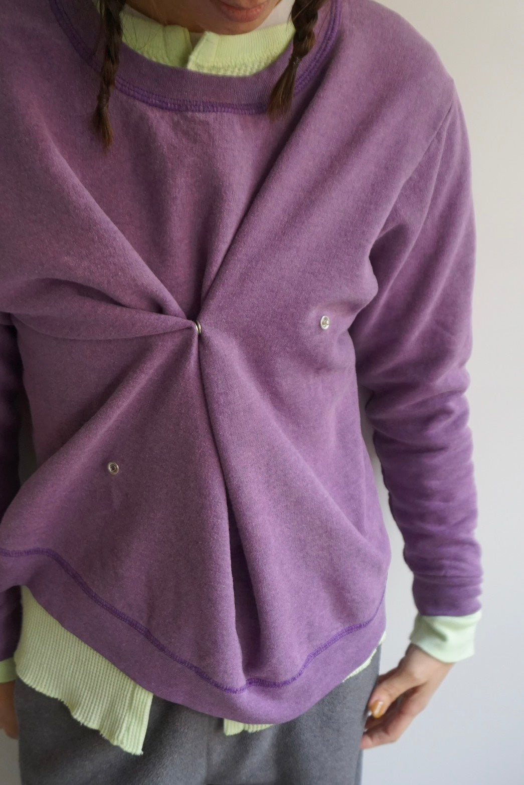 SNAP BUTTON BLEACH SWEAT-4