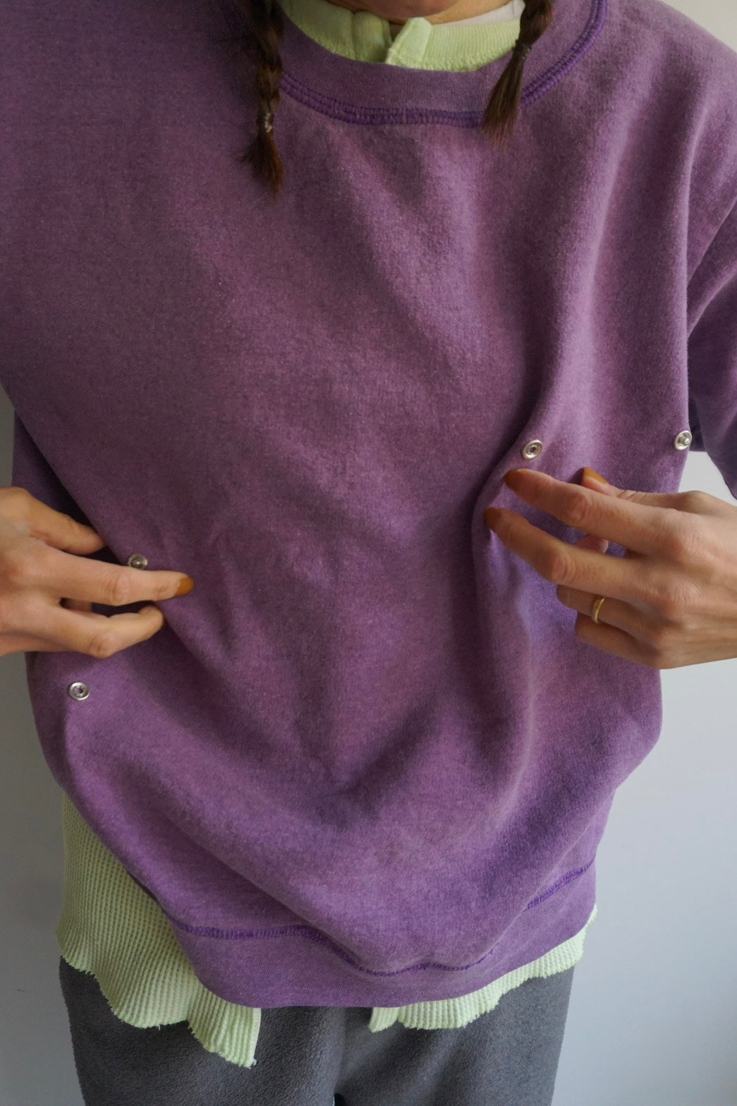 SNAP BUTTON BLEACH SWEAT-4